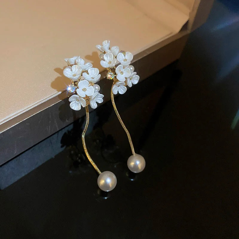 Women French Romantic Flower Drop Earring