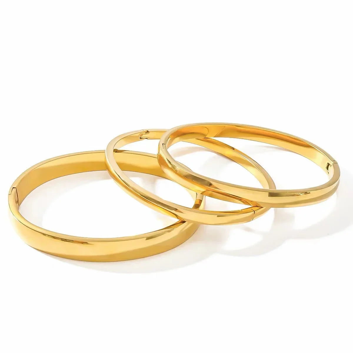 New Minimalist Stainless Steel Pure Gold Plated Plain Pattern Bracelet