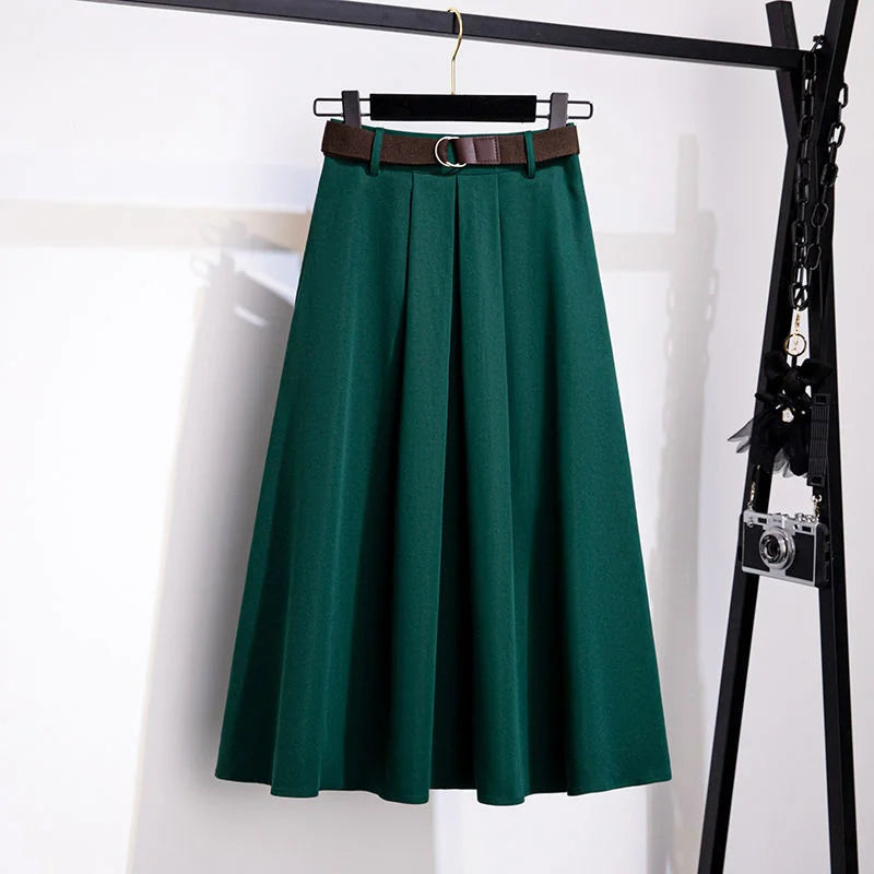 Modischer, eleganter A-Linien-Rock im koreanischen Stil mit hoher Taille