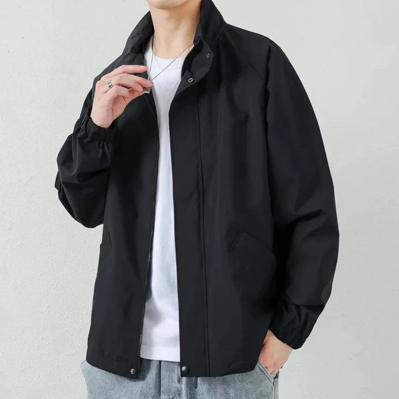 Schwarze Langarm-Jacke mit Kragen für den Herbst für Herren