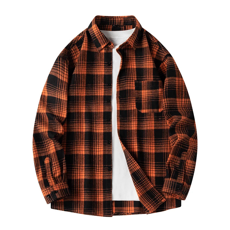 Herbst Langarm Blau Lose Herren Casual Hemd