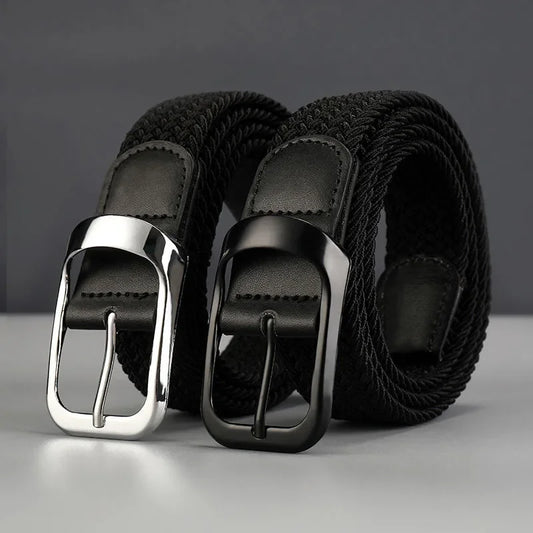 Men's woven waistband elastic canvas belt