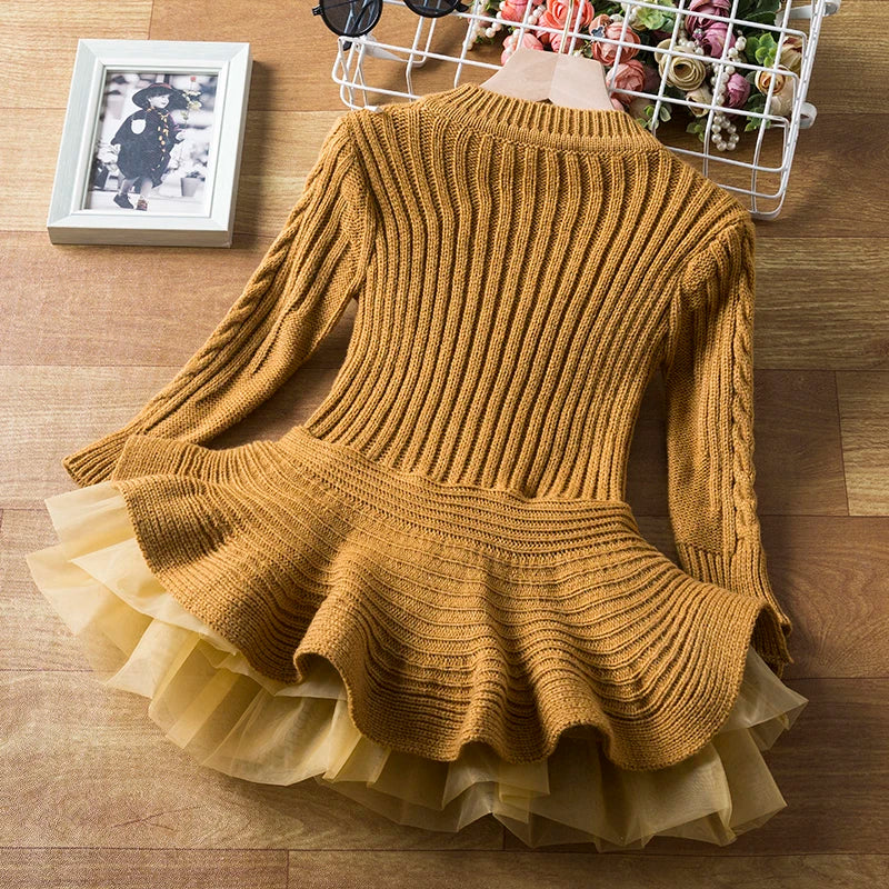 New Long Sleeve Girls Winter Dress