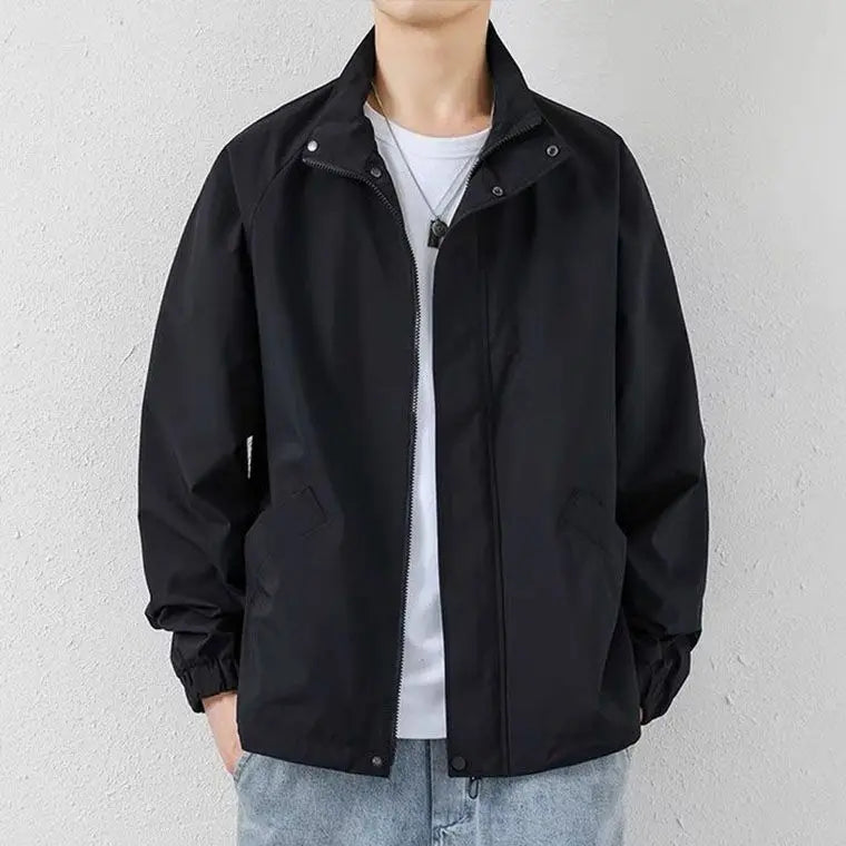 Schwarze Langarm-Jacke mit Kragen für den Herbst für Herren