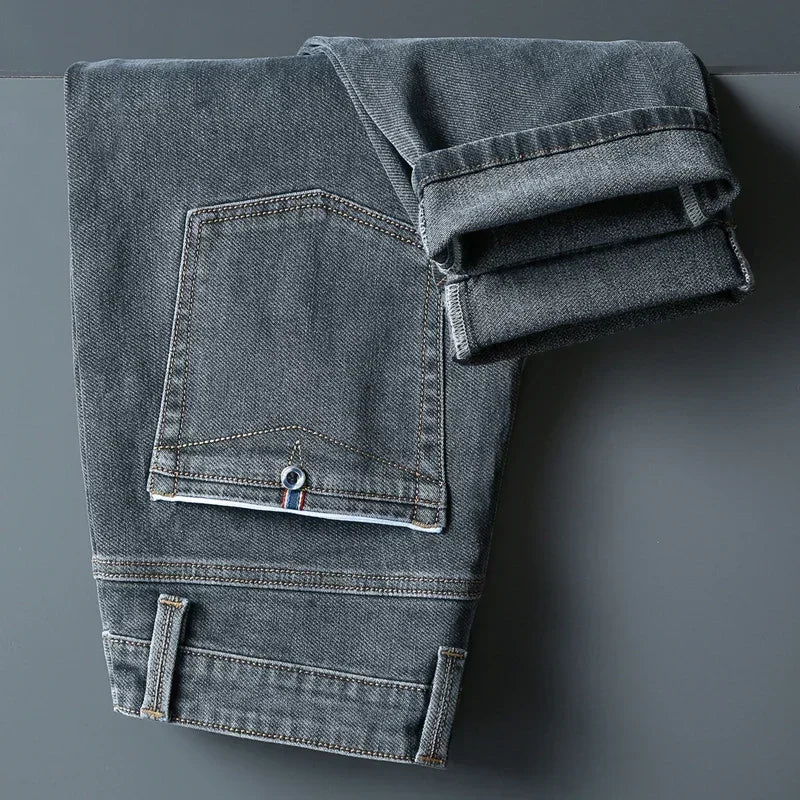 Autumn Winter New Men's Casual Cotton Stretch Slim Fit Jeans