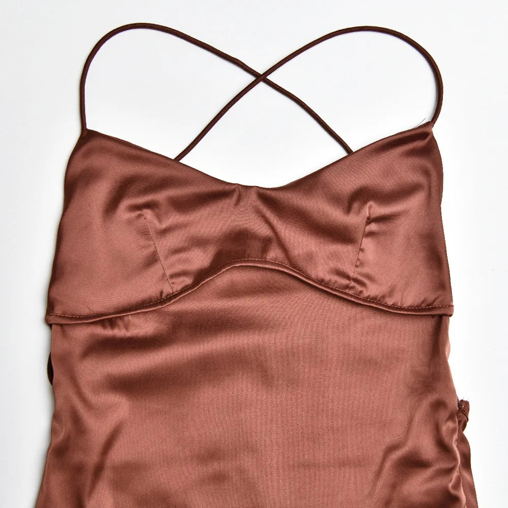 Sexy Backless Bandage Party Maxi Lace Up Slip Club Dress