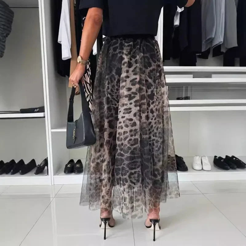 Eleganter Maxirock mit Leopardenmuster für Damen