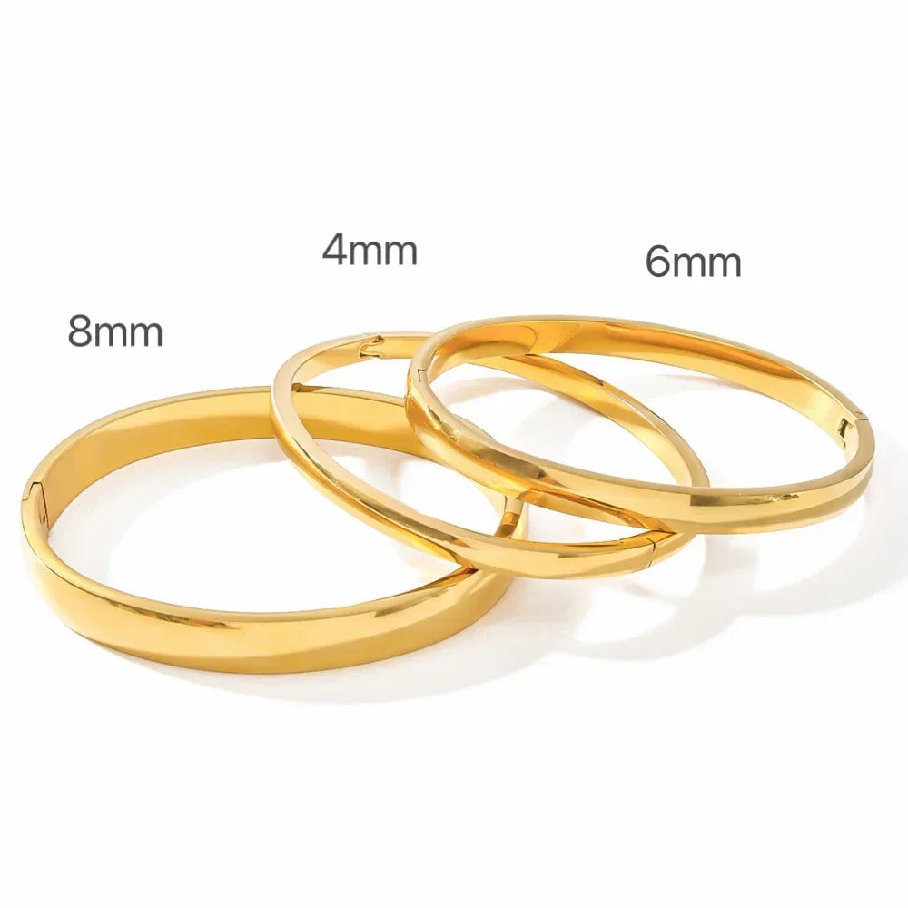 New Minimalist Stainless Steel Pure Gold Plated Plain Pattern Bracelet