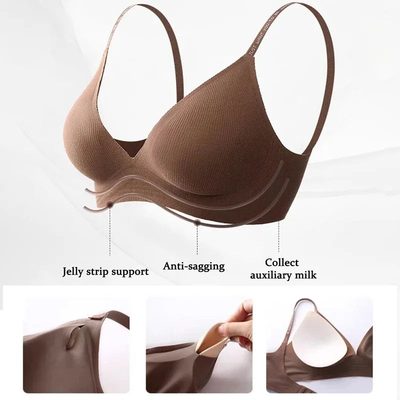 Women Deep V Neck Plunge Sexy Lingerie Letter Strap Bras