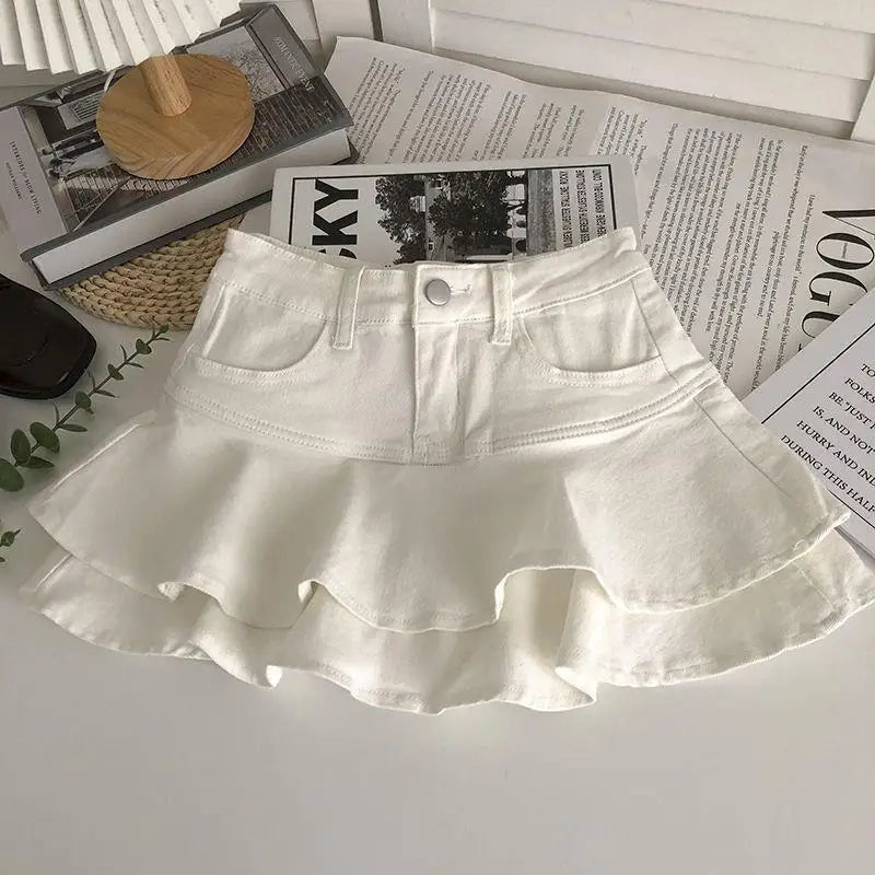 Summer Elastic Waist Casual Simple Solid Color Sweet Skirt