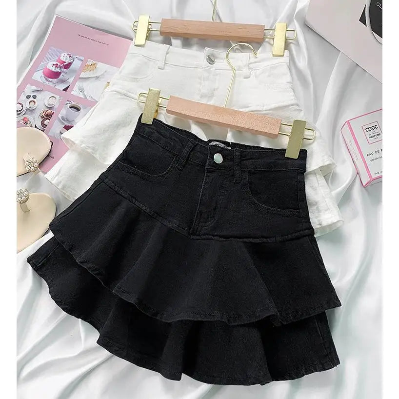 Summer Elastic Waist Casual Simple Solid Color Sweet Skirt