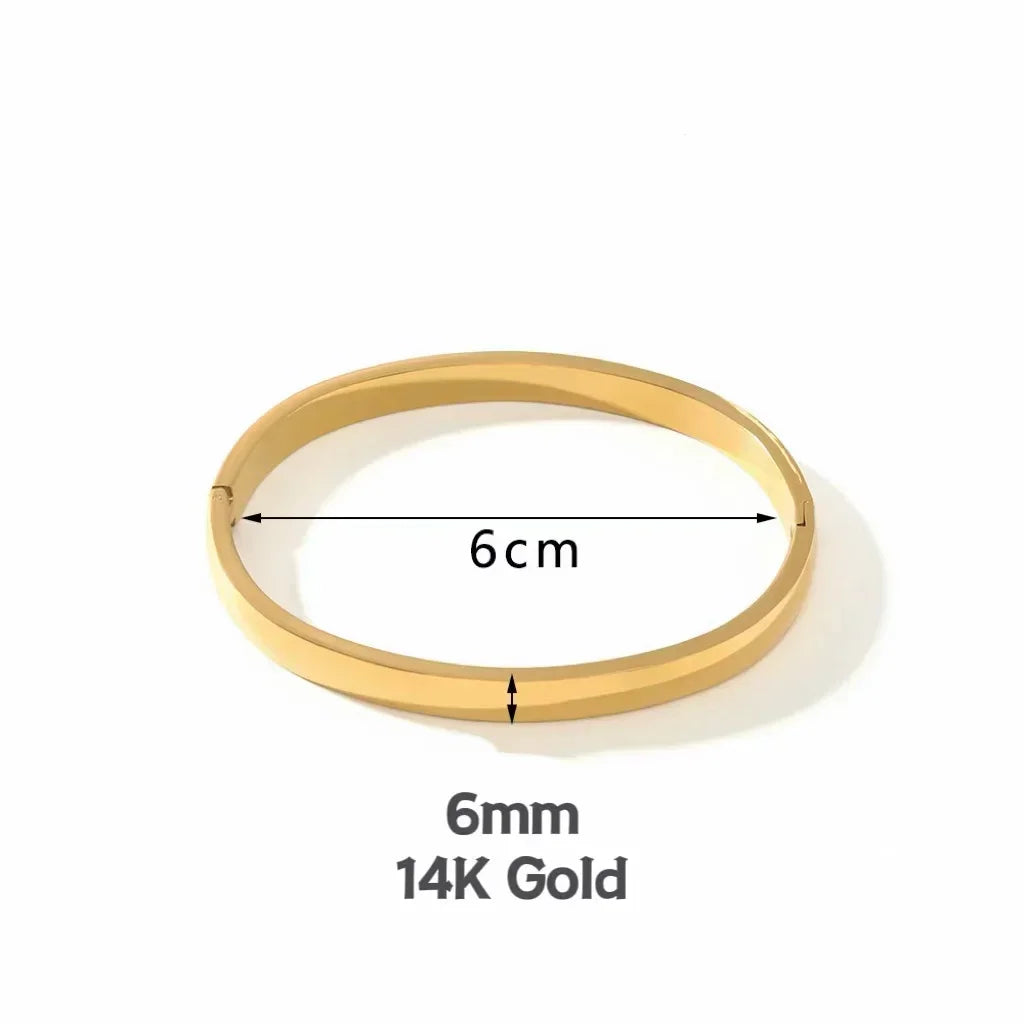 New Minimalist Stainless Steel Pure Gold Plated Plain Pattern Bracelet
