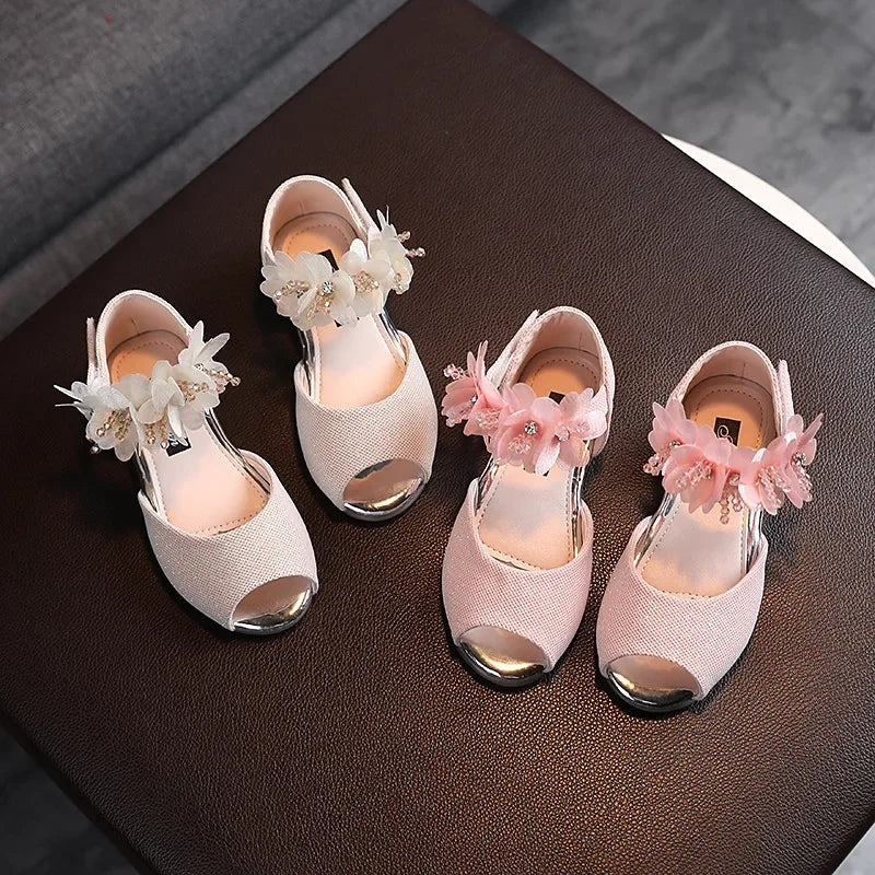 New Girls Rhinestone Flower Shoes