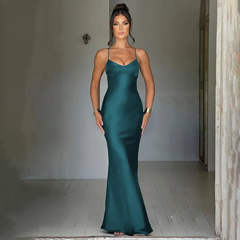 Sexy Backless Bandage Party Maxi Lace Up Slip Club Dress