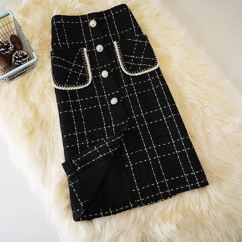 Herbst Neue High Waist Pocket Split Mittellange Röcke