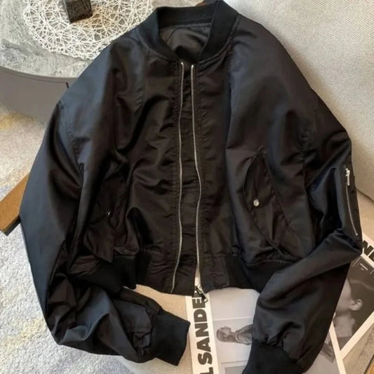 New Vintage Cropped Bomber Jacket