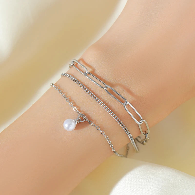 New Fashion Pearl Necklace Bracelets Set