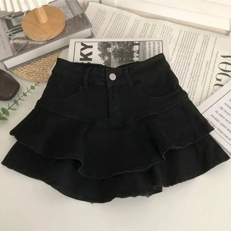 Summer Elastic Waist Casual Simple Solid Color Sweet Skirt