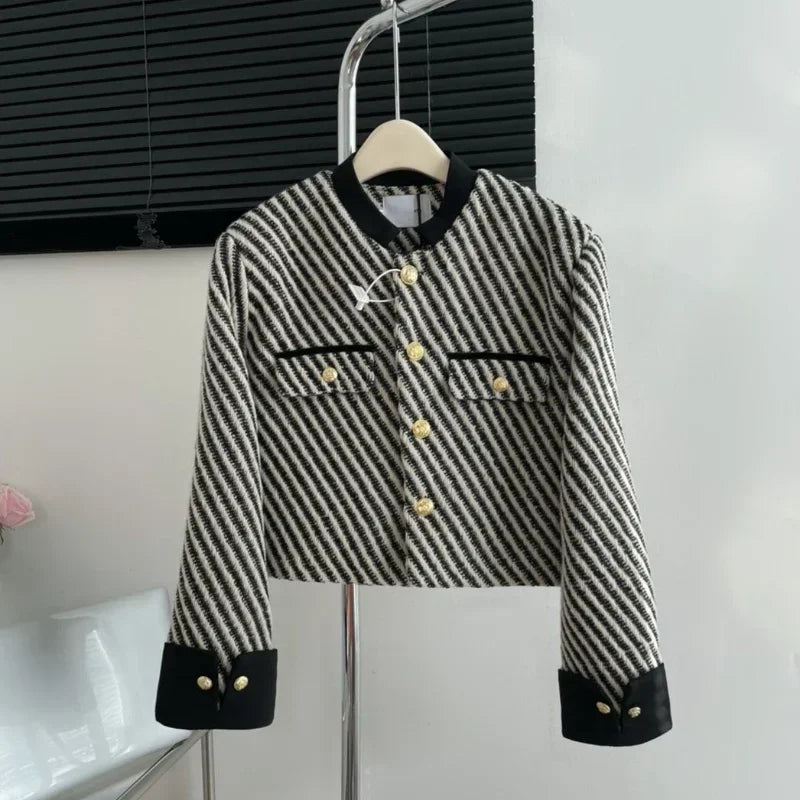 Autumn Winter 2024 New Vintage Stripy Jackets