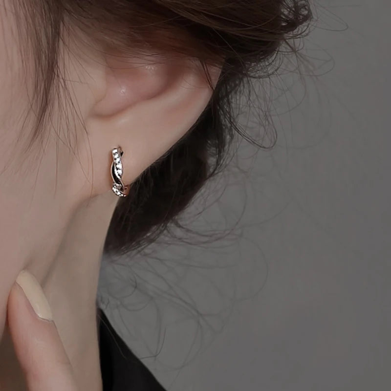 Hot Sale Small Circle Zircon Twist Ear Hoop