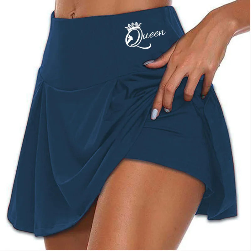 Women Skrits Above Knee Double-Layer Queen Printed Shorts