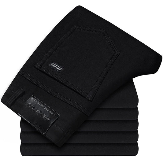 Autumn Black Men Business Casual Stretch Classic Denim Pants