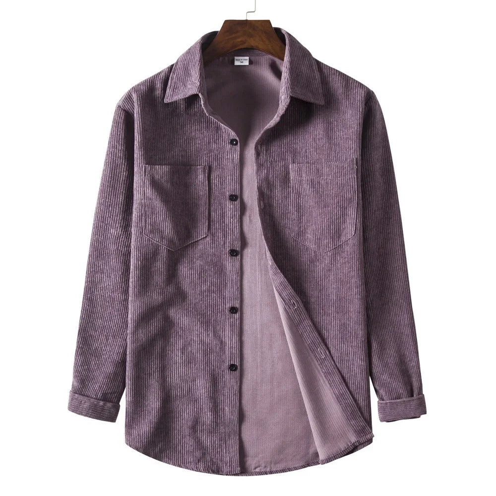 Herren Western Cord Langarm Casual Button Down Hemden
