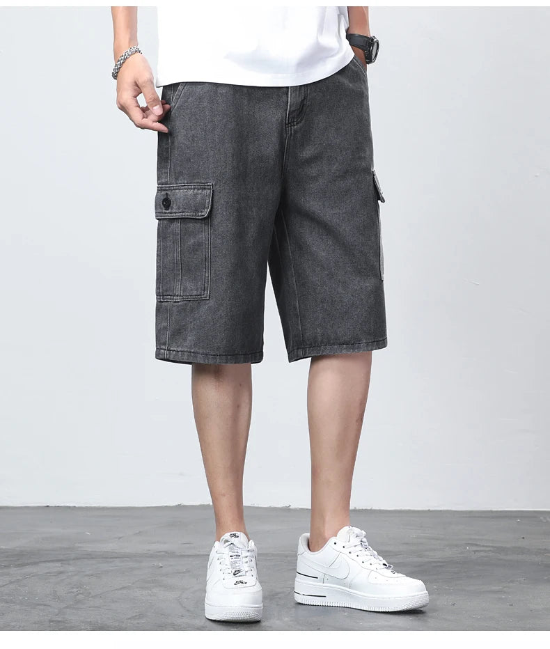 Denim Shorts for Men's Cargo Pants Baggy Bermuda Jeans Male Beach Pants