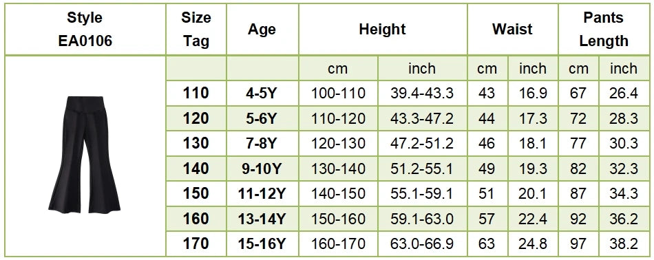 Girls High Waist Flared Pants