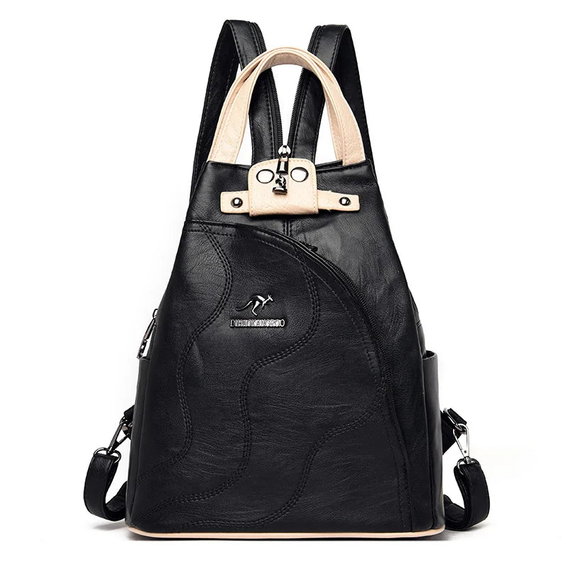 Ladies's Leather Vintage Bookpack Large Capacity Travel Backpack Schoolbag Mochila Women's Shoulder Bag