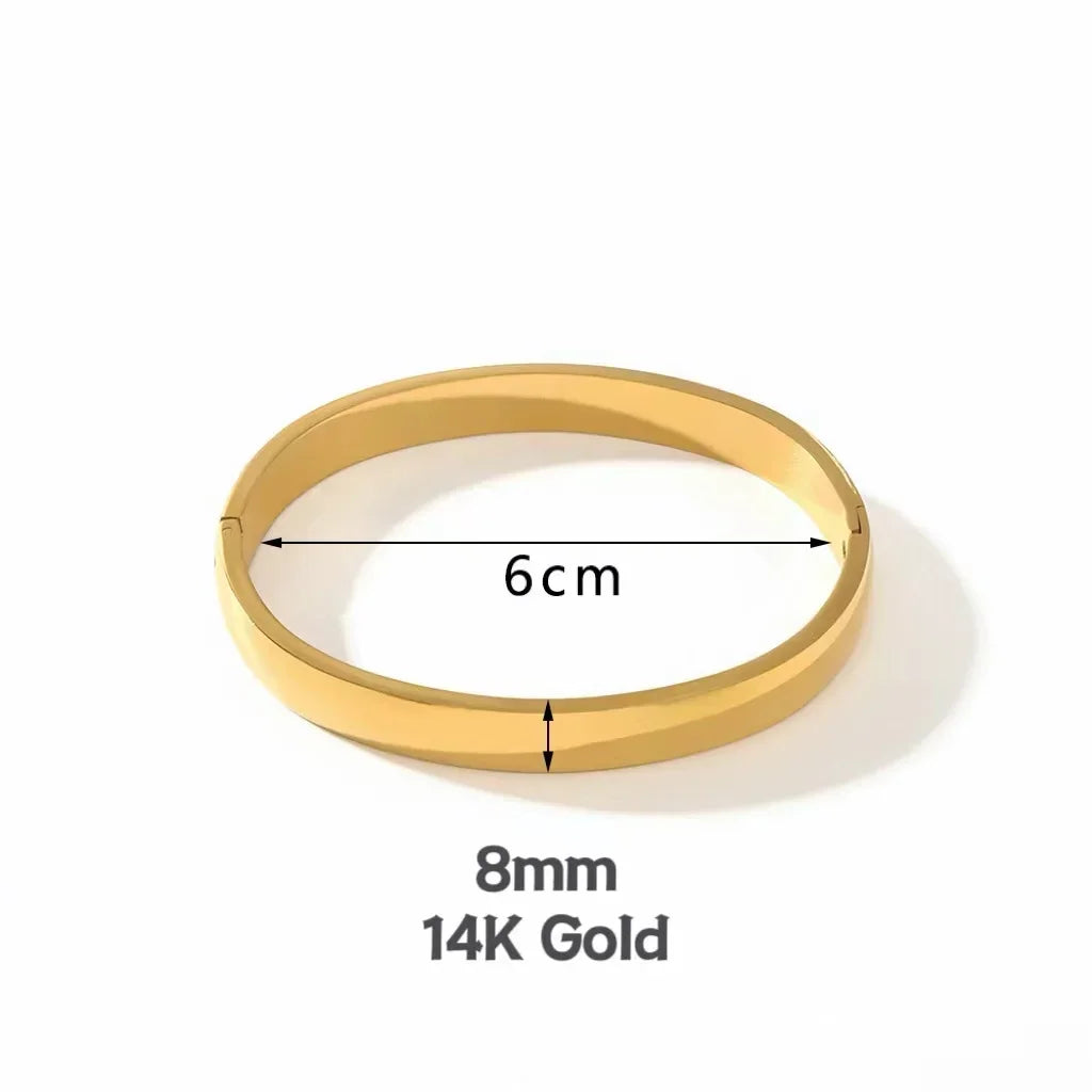 New Minimalist Stainless Steel Pure Gold Plated Plain Pattern Bracelet