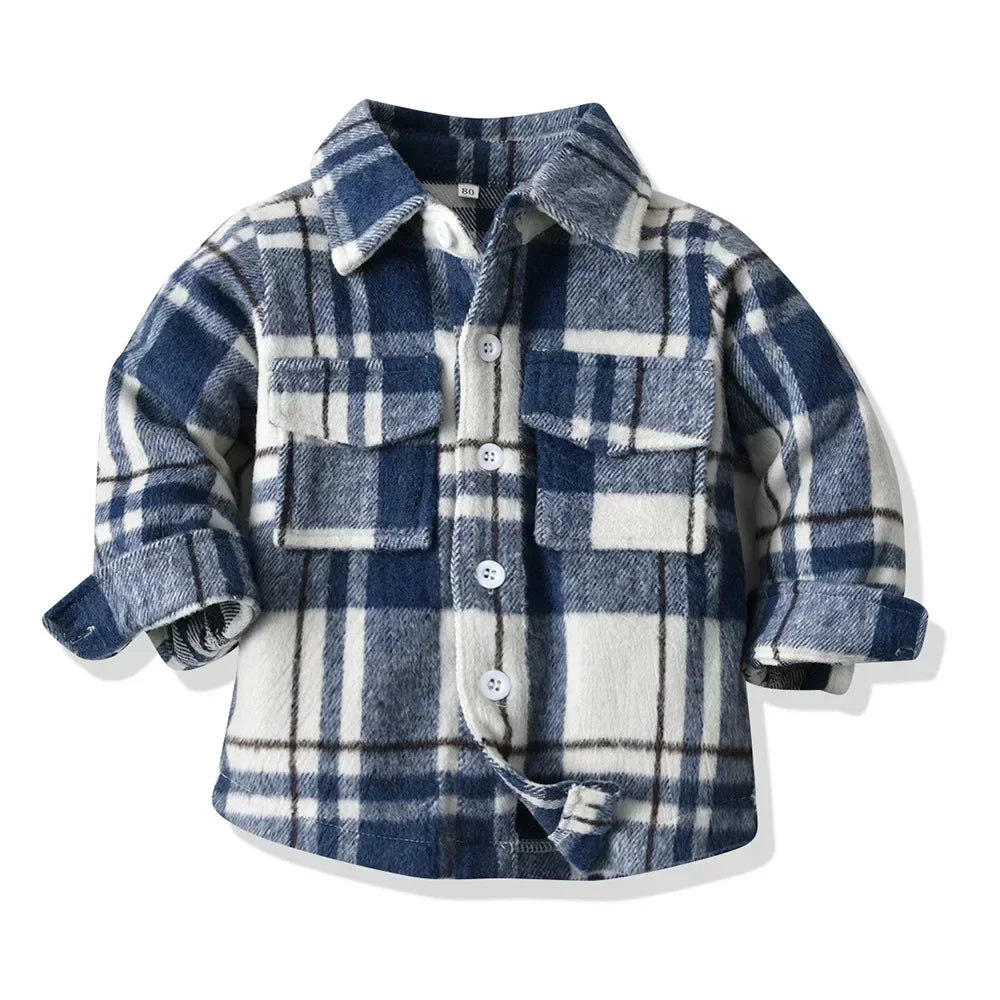 Children's Autumn Plaid Long Sleeved Shirt