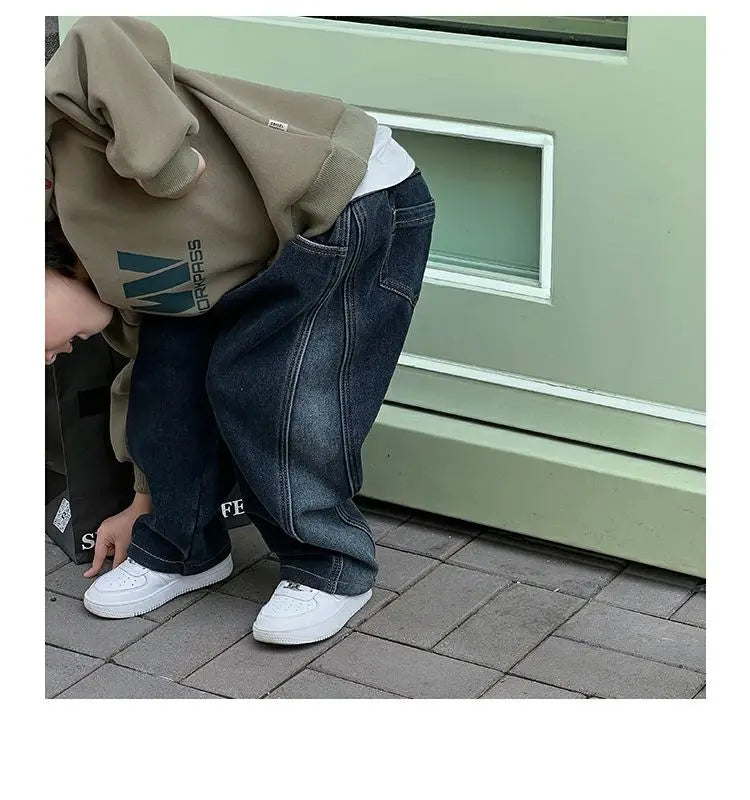 One-piece Fleece Thickened Autumn Winter Casual Baby Boys Pants