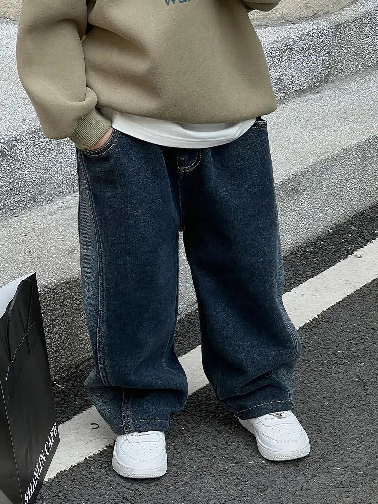 One-piece Fleece Thickened Autumn Winter Casual Baby Boys Pants