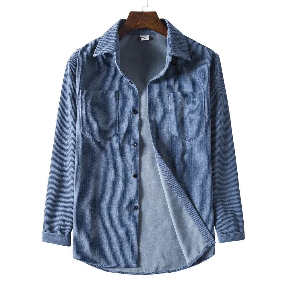 Herren Western Cord Langarm Casual Button Down Hemden