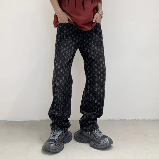 New Black Men's Designer Straight Leg Baggy Pants