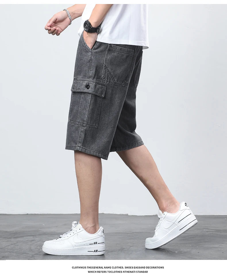 Denim Shorts for Men's Cargo Pants Baggy Bermuda Jeans Male Beach Pants