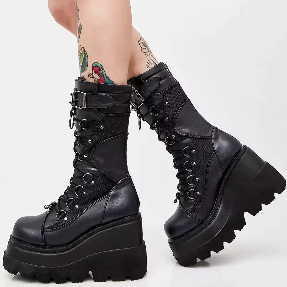 New Ladies Goth Platform Boots