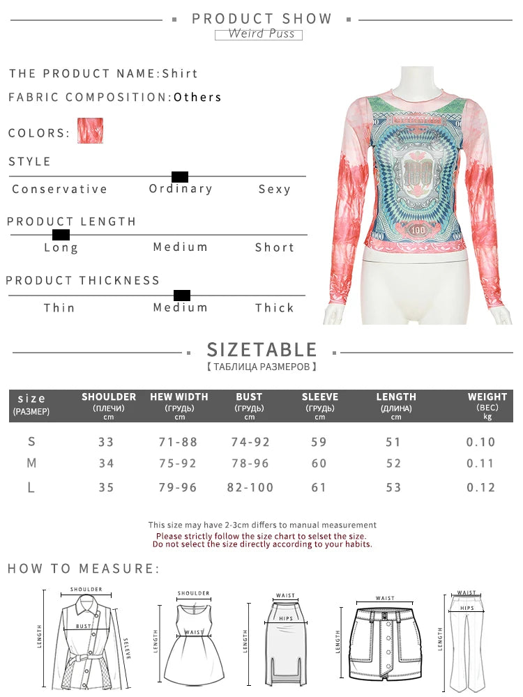 Weird Puss Dollar Print Women Long Sleeve Crop Tops