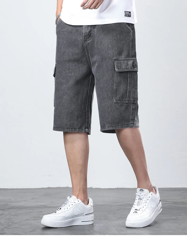 Denim Shorts for Men's Cargo Pants Baggy Bermuda Jeans Male Beach Pants