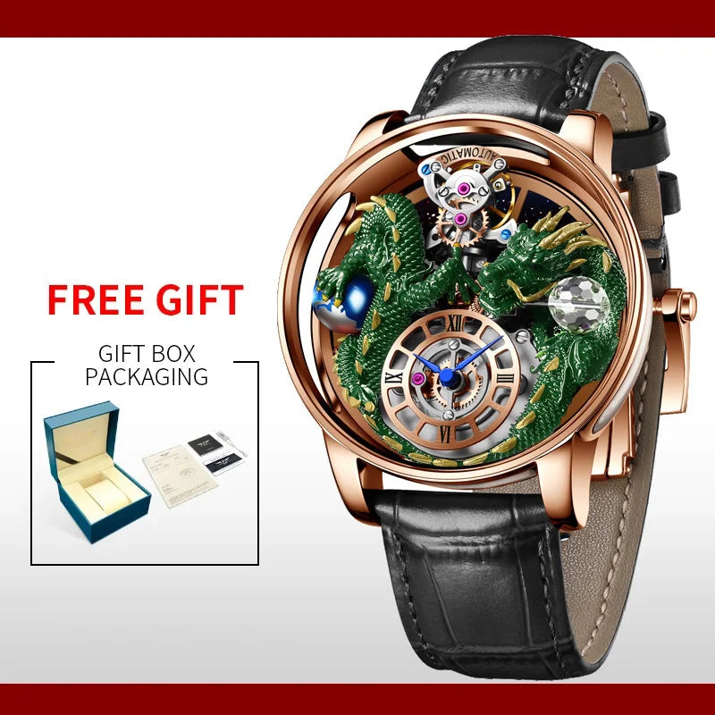 3D Gold Dragon Astronomia Quartz Watch