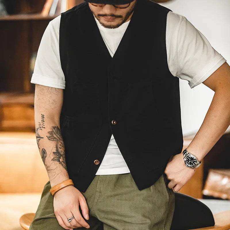 Ärmellose Vintage-Jagdjacke in Khaki für Herren