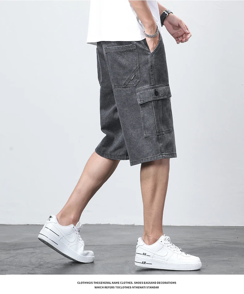 Denim Shorts for Men's Cargo Pants Baggy Bermuda Jeans Male Beach Pants