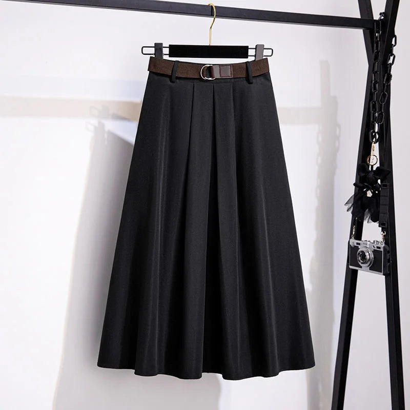 Modischer, eleganter A-Linien-Rock im koreanischen Stil mit hoher Taille