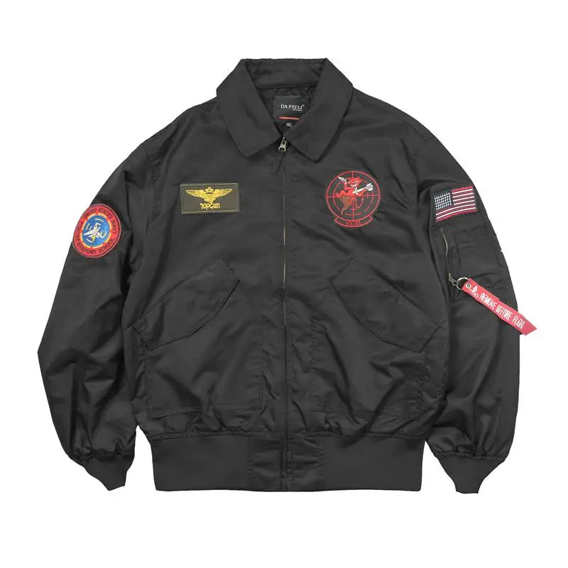 Neuer dünner Bomber-Piloten-Flugmantel im Militärstil