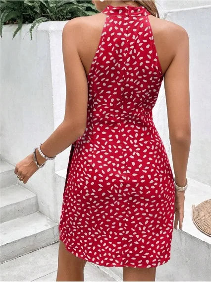 Elegant Sexy Sleeveless Neck-mounted Mini Dress