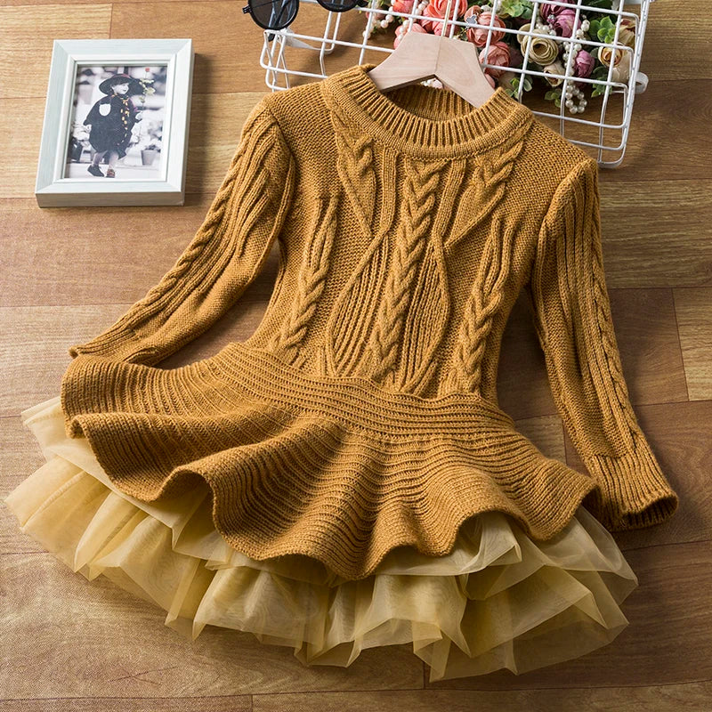 New Long Sleeve Girls Winter Dress