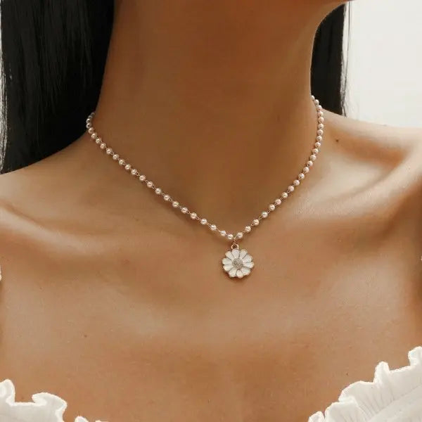 New Double Layer Daisy Flower Clavicle Necklace