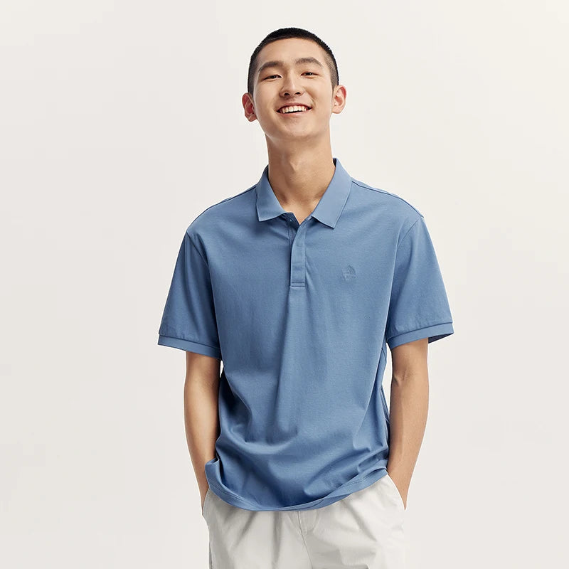 Semi Polo Shirt Herren, neues, schlichtes Pendler-Oberteil aus weicher Baumwolle mit halbem Reißverschluss