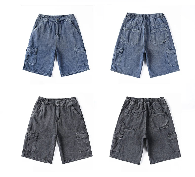 Denim Shorts for Men's Cargo Pants Baggy Bermuda Jeans Male Beach Pants